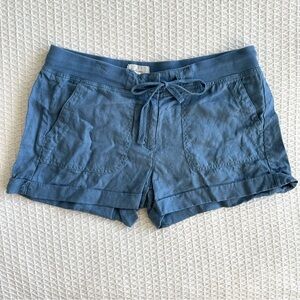 LOFT Lou & Grey blue linen drawstring shorts